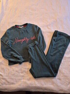 Wallflower womens S green fleece Naughty - ish lounge set NWOT